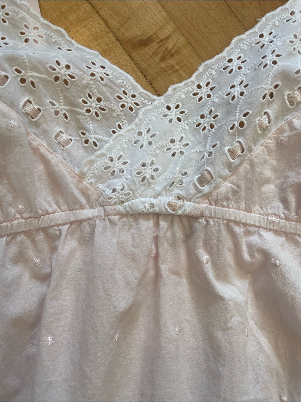 CHARTER CLUB Vintage Cotton Swiss Dot Eyelet Baby Doll Nightgown Slip Pink - Picture 3 of 12